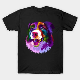 Border Collie Pop Art Portrait Colorful Gift For Dog Lover T-Shirt